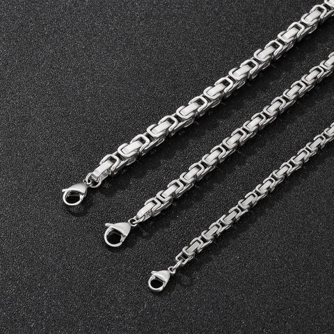 Collana A Catena Bizantina In Acciaio Inossidabile Sabbiato Maglia Quadrata Punk Hip Hop Gioielli Da Uomo