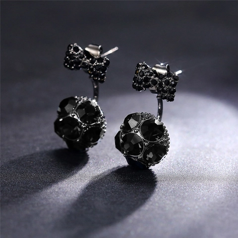 Pendientes De Lazo Elegantes Cobre Circón Bola De Cristal Colgante Trasera Joyería De Estilo Dulce Para Mujeres
