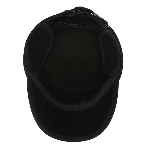 Men Winter Hat Thickened Woolen Cadet Cap Baseball Cap With Ear Flaps Warm Outdoor Casual Adjustable Sporty Solid Color