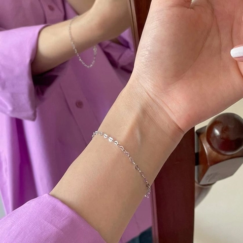 Bracciale Con Maglie A Cuore In Argento Sterling 925 Gioielli A Catena Geometrica Intrecciata Minimalista Per Donne