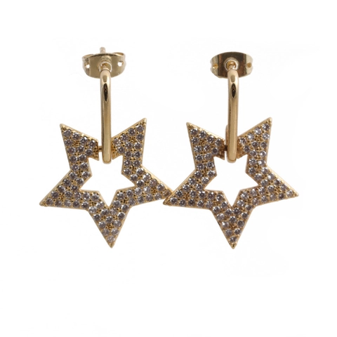 Star Heart Dangle Earrings Copper Micro Pave Cubic Zirconia Trendy Fashion Jewelry For Women