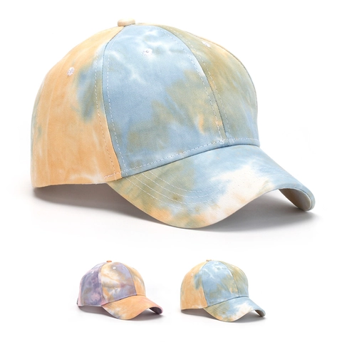 Tie Dye Baseball Cap Polyester Adjustable Breathable Sun Shade Hat Streetwear Unisex Multi Color Pattern