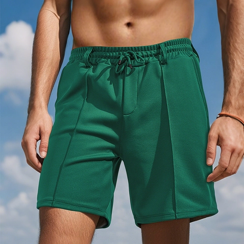 Men Shorts Mesh Quick Dry Breathable Drawstring Elastic Waist Heavyweight Summer Casual Sports Pineapple Grid Texture