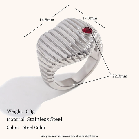 Vintage Ring 18K Gold Plated Stainless Steel Heart Snake Flower Geometric Zircon Enamel Minimalist Fashion For Women