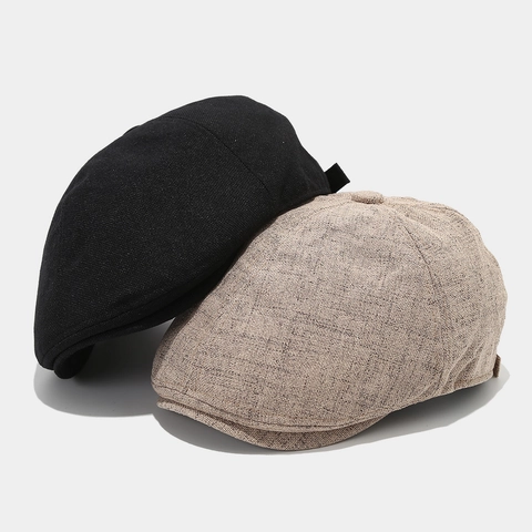 Coppola In Cotone E Lino Vintage Berretto Newsboy Traspirante Stile Britannico Casual Artistico Berretto Unisex