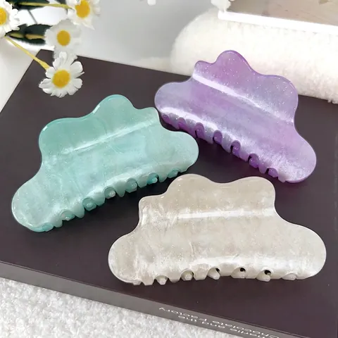 Cloud Shaped Haarklammer Acryl Glitzer Marmormuster Elegante Shark Clip Haarschmuck Für Damen