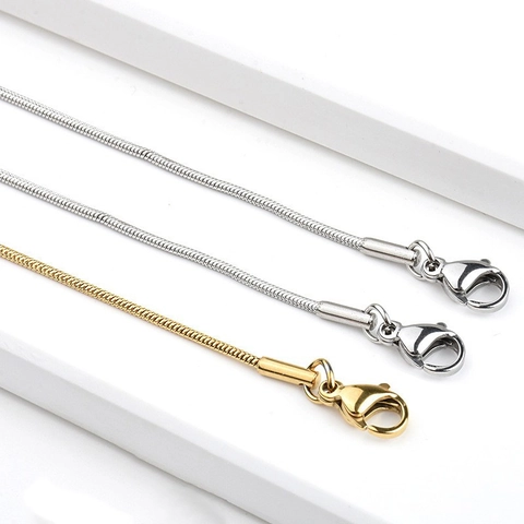 Stainless Steel Snake Chain Necklace Minimalist Vacuum Plated Round Link Jewelry With Lobster Clasp For Women And Men