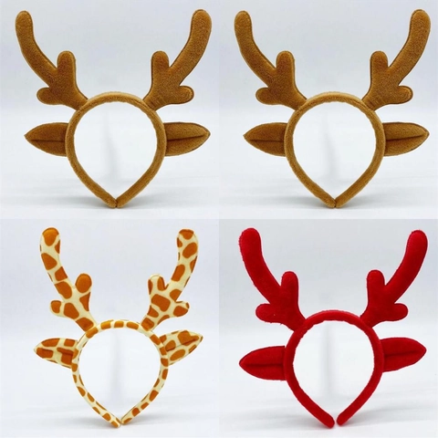 Christmas Reindeer Antler Headband Plush Cloth Giraffe Antlers Hair Hoop For Party Holiday Cosplay Accessory Unisex