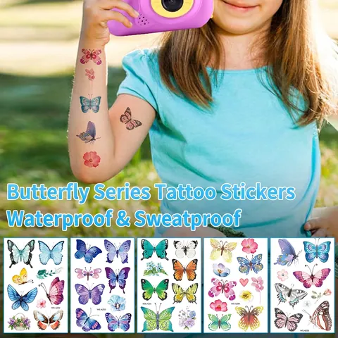 Adesivi Per Tatuaggi Temporanei Farfalla Impermeabile Resistente Al Sudore Acquerello Arte Del Corpo Per Bambini Donne