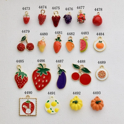 Ciondoli In Lega Smaltata Frutta Verdura Per Creazione Di Gioielli Fai Da Te Pendenti Fragola Zucca Anguria Stile Pastorale