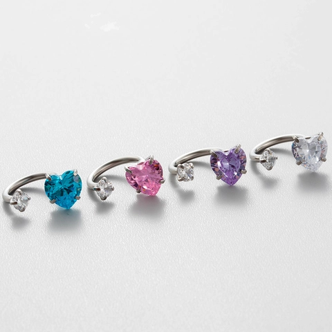 Heart Zircon Titanium Steel Horseshoe Stud Earrings For Ear Cartilage Piercing Stainless Steel Post Jewelry For Women