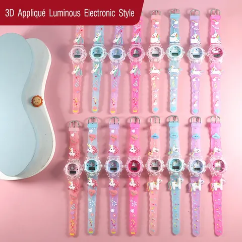 Children Digital Electronic Watch 3D Cartoon Dinosaur Unicorn Astronaut Luminous Waterproof Wristwatch For Boys Girls