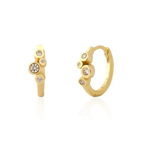 Squisiti Orecchini a Cerchio Huggie Geometrici in Argento Sterling 925 per Donna Con Strass Tondi Intarsiati Gioielli Delicati
