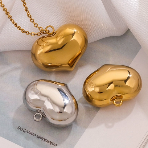Colgantes De Corazón Acero Inoxidable Pulido Espejo Grande Accesorios Para Fabricación De Joyas DIY Moda Minimalista