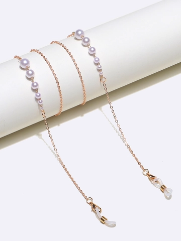 Catenella Per Occhiali Elegante Metallo Dorato Con Künstliche Perle Cordino Per Occhiali Decorativo Antiscivolo Per Donne