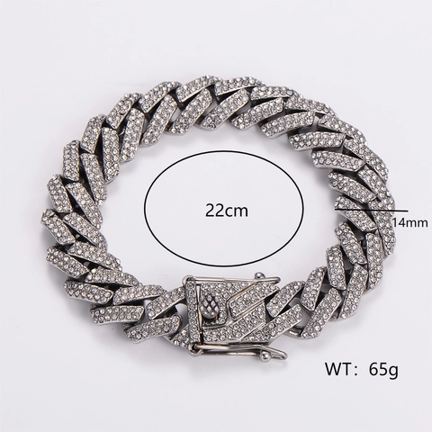 Bracciale A Catena Cubana Iced Out Acciaio Inossidabile 316L Pieno Di Strass Gioielli Hip Hop Da Uomo