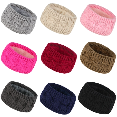 Fascia Invernale Maglia Da Donna Larga Trecce Foderata Pile Scaldaorecchie Spessa Calda Accessori Per Capelli