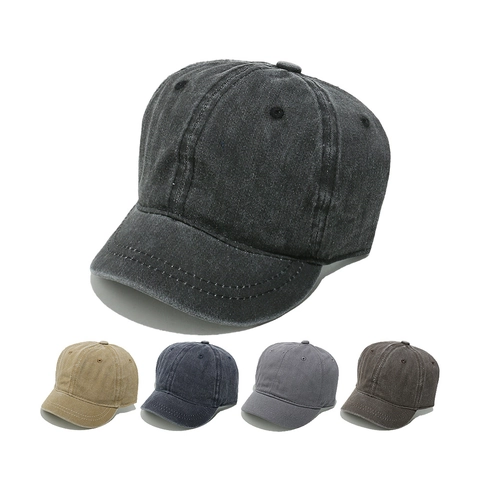 Cappellino Da Baseball In Cotone Lavato A Tesa Corta Retro Distressed Cappello Da Sole All'aperto Unisex