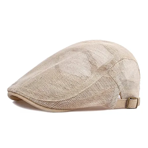 Summer Mesh Beret Hat For Men Women Breathable Vintage Flat Cap Ivy Cap Adjustable Sunshade Accessory