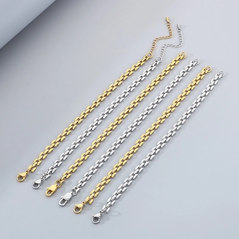 Stainless Steel Hollow Out Geometric Link Bracelet For Women Minimalist Fashion Adjustable Jewelry Accessory