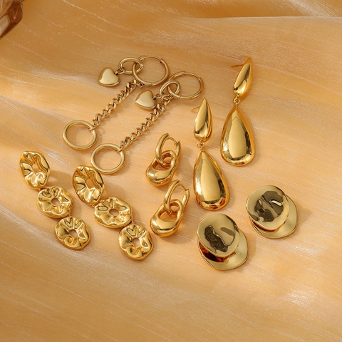 Modern Stainless Steel Water Drop Lotus Petal Drop Earrings Gold Silver Light Luxury Non-fading Jewelry For Women Fashion Gifts