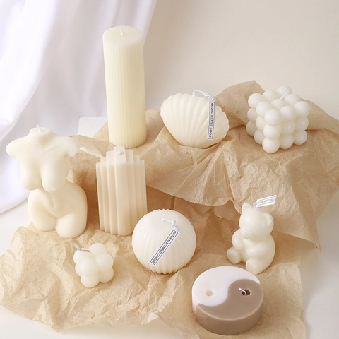 Scented Candles Natural Soy Wax Aesthetic Geometric Body Torso Shell Bubble Minimalist Ins Style Home Decor Photography Props
