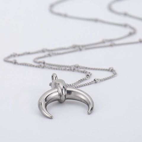 Collana Minimalista Con Pendente A Mezzaluna In Acciaio Inossidabile Lucidato E Catena Satellite Gioiello Per Donna