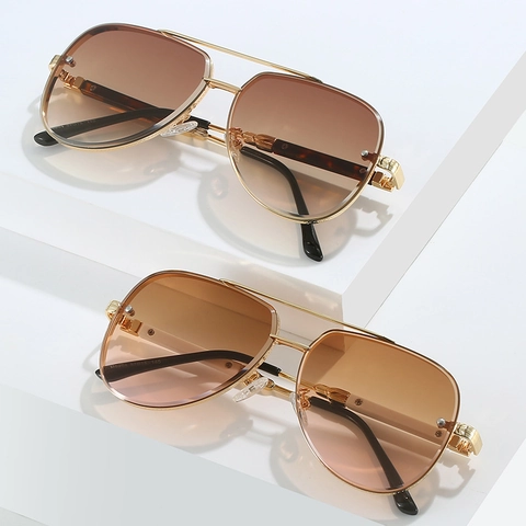 Aviator Sunglasses Metal Frame UV400 Protection Fashion Gradient PC Lens Unisex For Driving Travel Retro Eyewear
