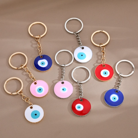 Evil Eye Schlüsselanhänger Türkisches Glücks-Amulett Rund Emaille Legierung Anhänger Taschenschmuck Schutz