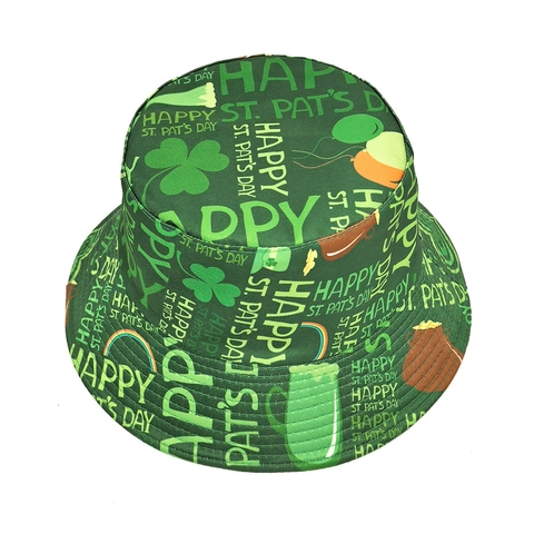 St Patricks Day Vissershoed Groen Polyester Zonbescherming Ademend Klaver Regenboog Print Feest