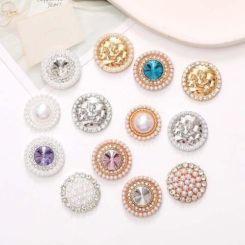 Boutons Décoratifs Ronds En Alliage Vintage Avec Strass Et Künstliche Perle Accessoires De Bijoux DIY Pour Breloques De Sabots