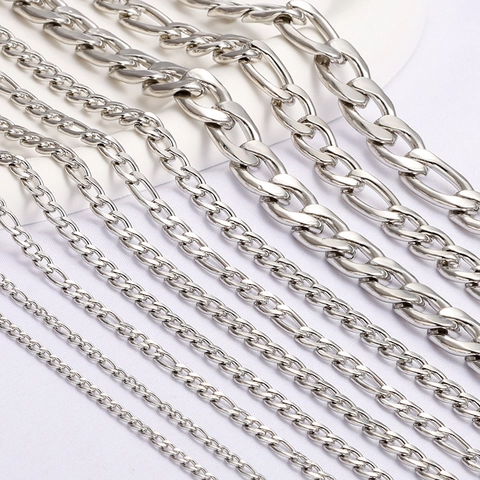 Cadenas De Eslabones Figaro Y Cubanos De Acero Inoxidable Para Joyas DIY Accesorios Collares Pulseras Hip Hop
