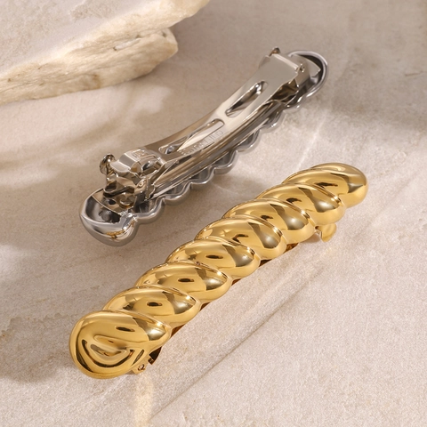 Roestvrijstalen Twist Haarklem Croissant Stijl Goud Zilver Verguld Pony Zijclip Minimalistische Haarspeld Hoofddeksels Vrouwen