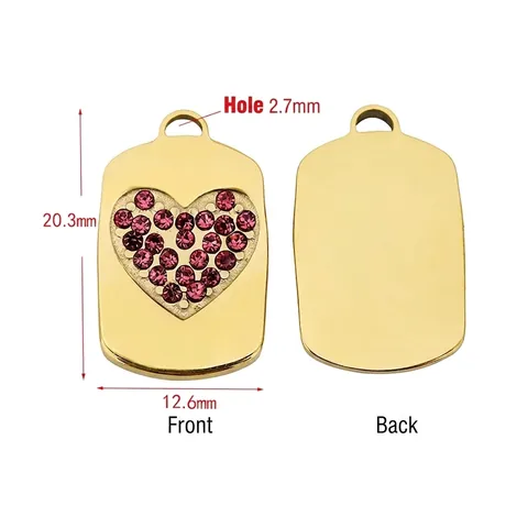 Pendenti Rettangolari In Acciaio Inossidabile Con Cuore In Strass Ciondoli In Zircone Colorato Per La Creazione Di Gioielli DIY