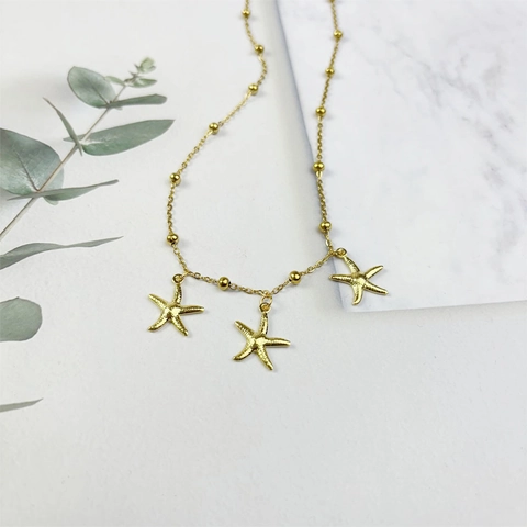 Verguld Roestvrij Staal Mariene Hanger Halsketting Voor Vrouwen Zeester Dolfijn Schelp Vis Bedel Bolletjesketting Zomer Strand Sieraden