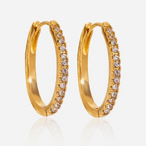 18K Vergulde Roestvrijstalen Hoop Oorbellen En Ear Cuff Zirkonia Geometrisch Minimalistisch Waterdicht Hypoallergeen Voor Dames