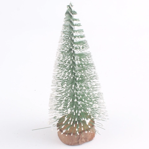 Mini Sapin de Noël Enneigé Avec Base en Bois Cèdre Artificiel Pour Décoration de Table Fête de Noël Maison