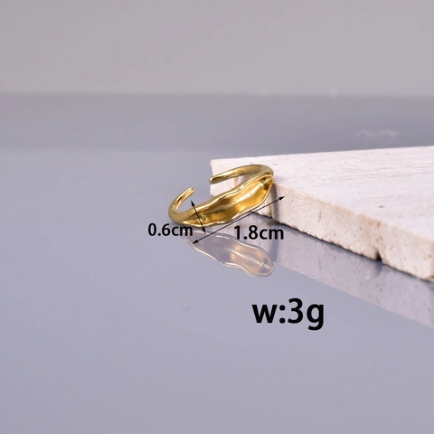Onregelmatige Lavatextuur Open Ring Voor Vrouwen Titaniumstaal 18K Verguld Verstelbare Golf Rimpel Vingerring Mode Sieraden