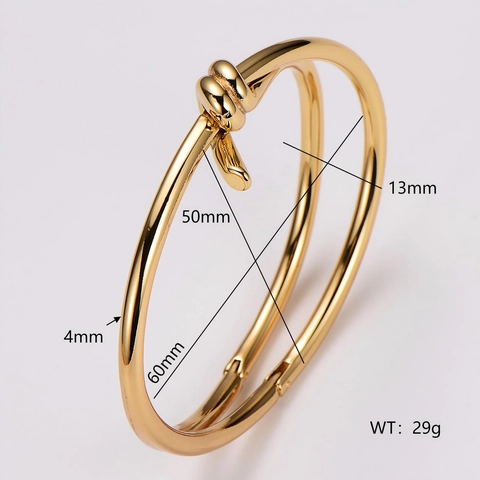 Knot Bangle For Women 304 Stainless Steel Minimalist Crossover Design High Polish Gold Color Elegant Jewelry Gift