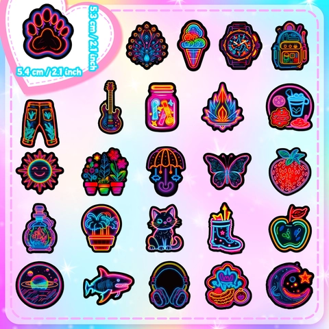 Adesivi Estetici Stile Neon In PVC Impermeabile Per Decorazione Laptop Borraccia Graffiti Per Bambini Studenti