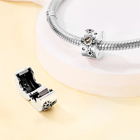 Himmlische Stern Mond Sonne Charms Anhänger 925 Sterlingsilber Zirkon Zierlicher Böhmischer Schmuck Für Damen Armband