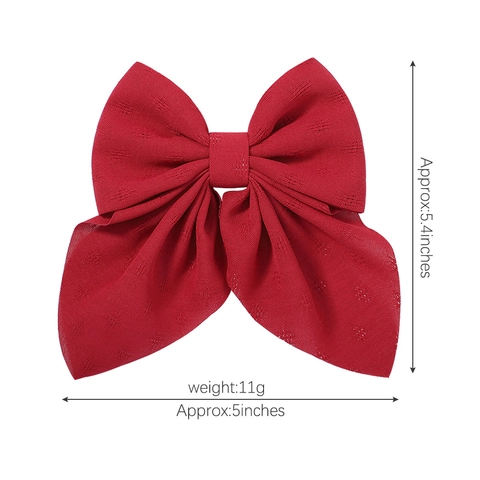 Large Bow Hair Clip Chiffon Polyester Fabric Floral Pattern Candy Color Metal Alligator Clip Retro Sweet For Women Girls