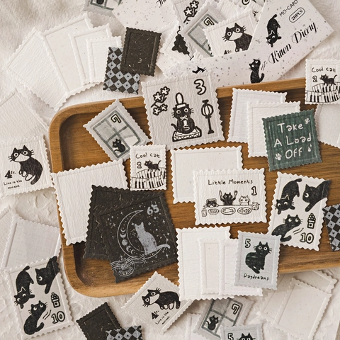 Vintage Postzegel Stickers Speciaal Papier Reliëf Textuur Decoratieve Journaling Scrapbooking DIY Knutselen Bloem Dier Kunst