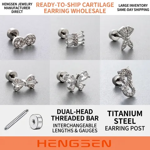 Titanium Steel Stud Earrings Butterfly Infinity Dragon Heart Cubic Zirconia Screw Back Piercing Jewelry For Women