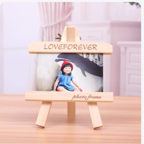 Easel Photo Frame Solid Wood Tripod Desktop Display Natural Decorative Stand Wedding Memorial