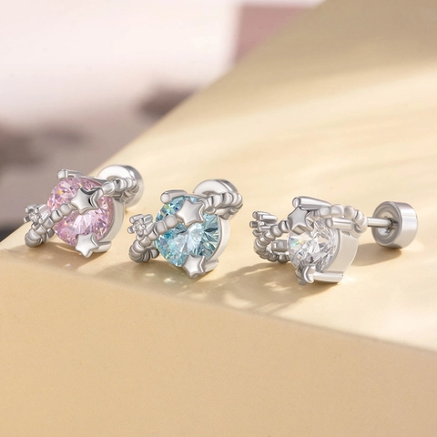 Boucles D'oreilles À Hélix Cartilage Planète Saturne Zircon Cuivre Avec Tige En Acier Inoxydable Fermoir À Vis Bijoux Femme