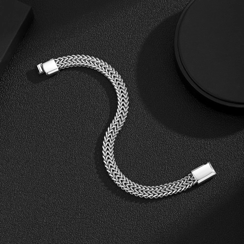 Men Bracelet Titanium Steel Double Layer Cuban Wheat Chain Minimalist Industrial Style Polished Clasp Jewelry For Him
