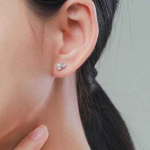 925 Sterling Silber Ohrstecker Mit Birnenform Wassertropfen Rund Zirkonia Geometrisch Minimalistisch Für Damen