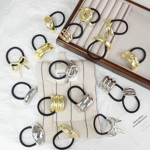 Geometric Metal Hair Ties Elastic Rubber Band Minimalist Ponytail Holder Hair Accessories For Women