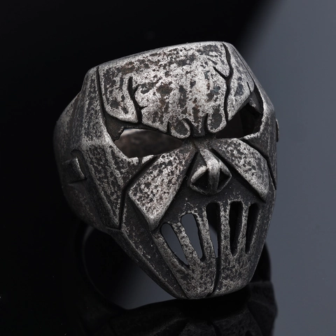 Bague Masque En Acier Inoxydable Vintage Punk Gothique Crâne Bande Pour Hommes Femmes Bijoux Mode